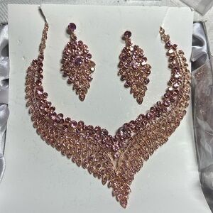 Pink Austrian Earrings/ Necklace